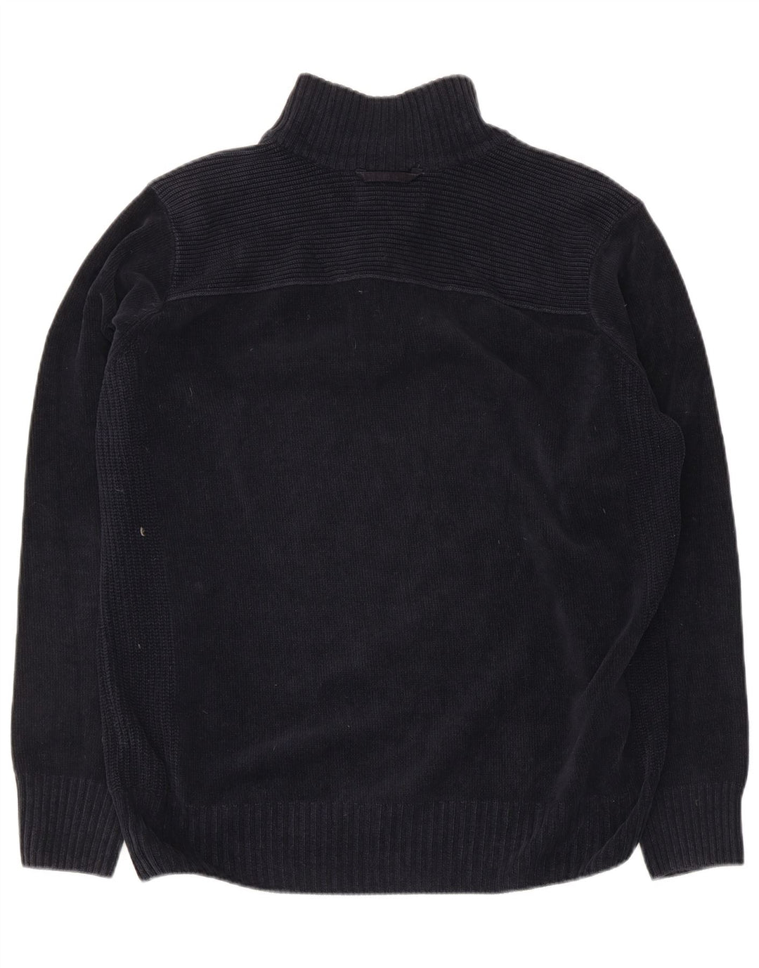MARLBORO CLASSICS Herre Button Neck Jumper Sweater Stor Marineblå Bomuld