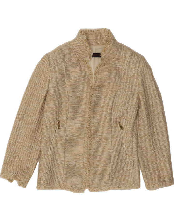 TRUSSARDI JEANS Womens Open Blazer Jacket IT 40 Small Beige Cotton Vintage Trussardi Jeans and Second-Hand Trussardi Jeans from Messina Hembry 