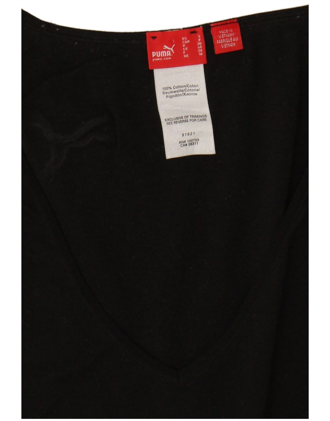 PUMA Womens Vest Top UK 10 Small  Black Cotton