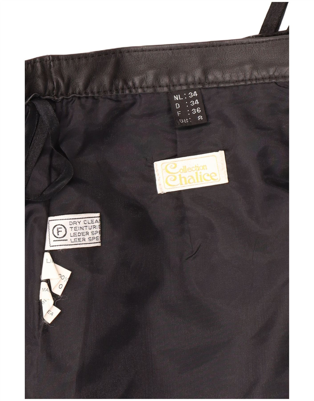 CHALICE Højtaljet lædernederdel til kvinder UK 8 Lille W24 sort læder