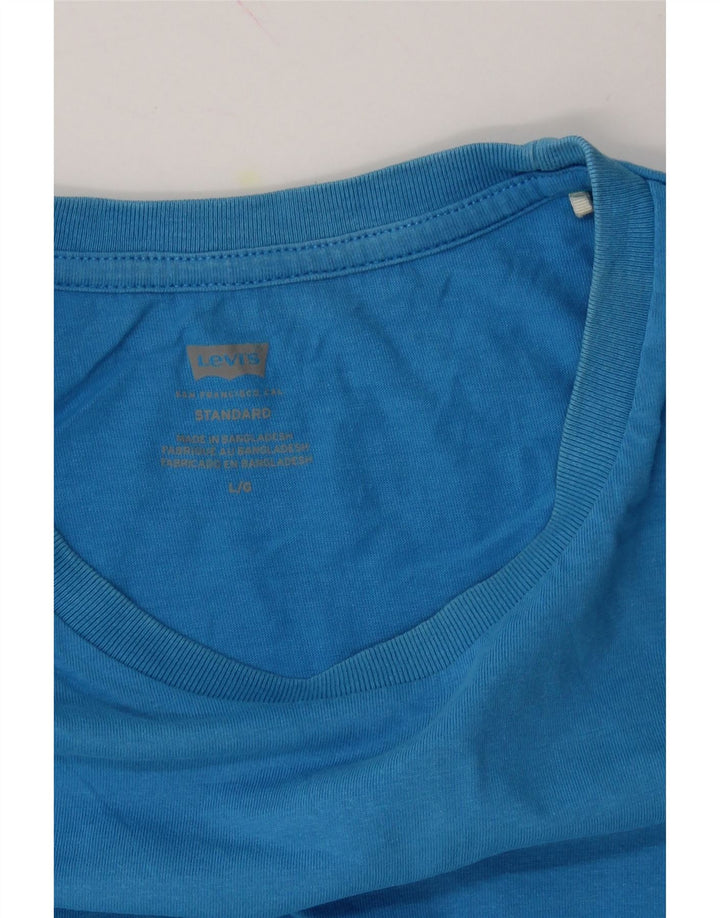 LEVI'S Mens Standard Fit Graphic T-Shirt Top Large Blue Cotton Vintage Levi's and Second-Hand Levi's from Messina Hembry 