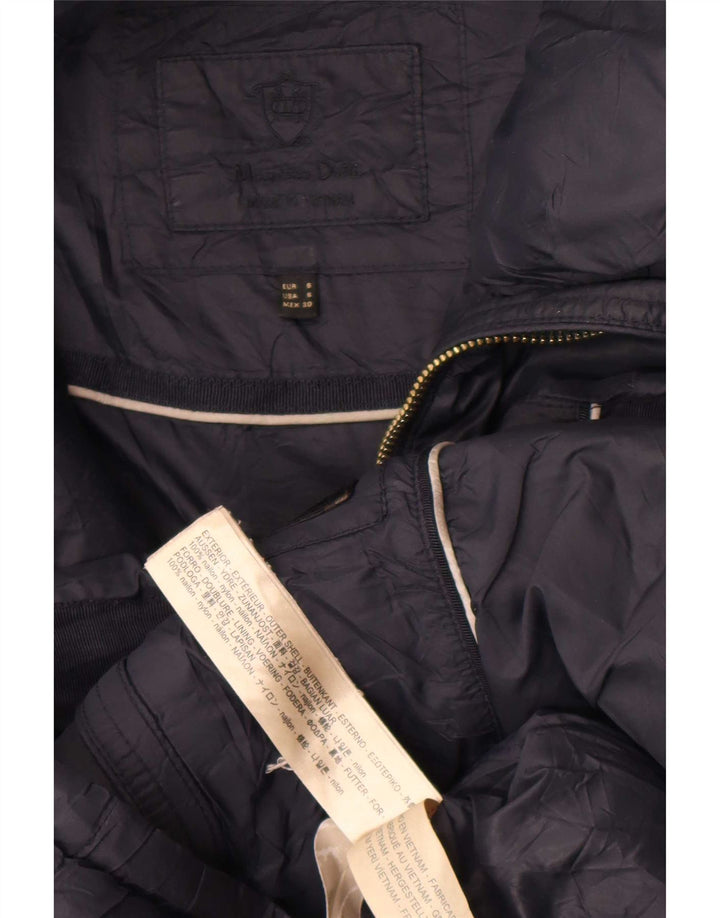 Massimo Dutti Dame Hætte Polstret Frakke UK 10 Small Black Nylon