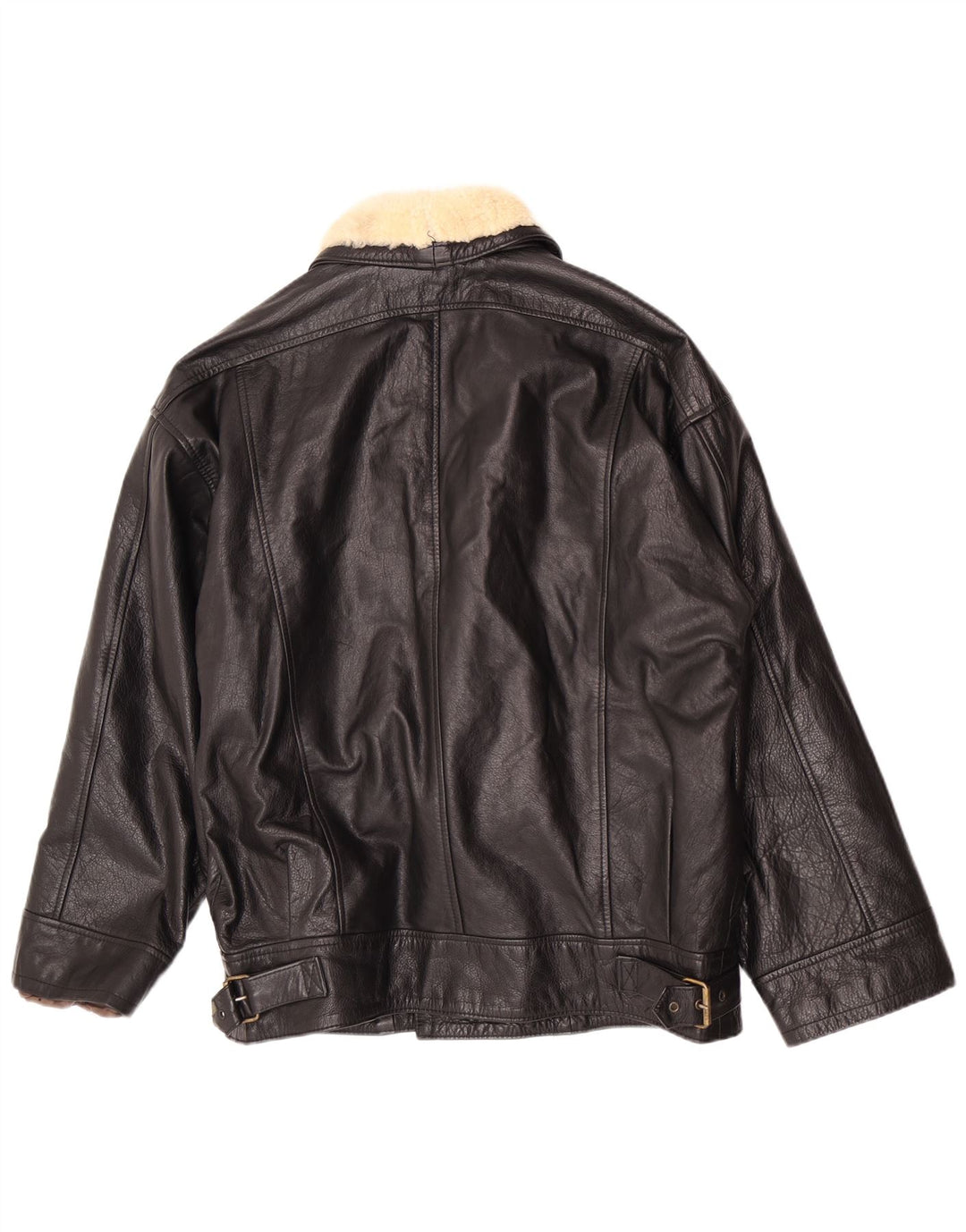 Vintage herre læderjakke IT 50 Medium Sort Colourblock