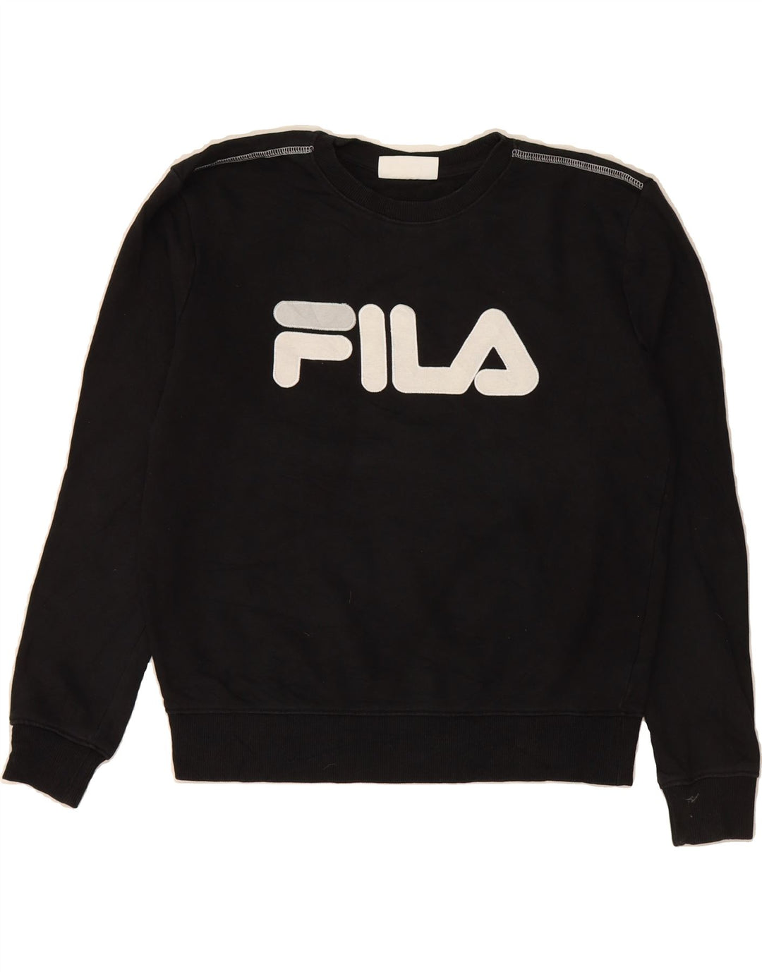 FILA Womens Graphic Sweatshirt Jumper UK 14 Medium Black Cotton Vintage Fila and Second-Hand Fila from Messina Hembry 