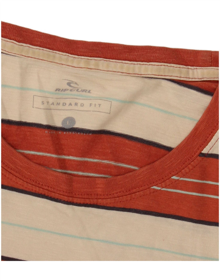 Rip Curl Herre Standard Fit T-Shirt Top Stor Orange Stribet