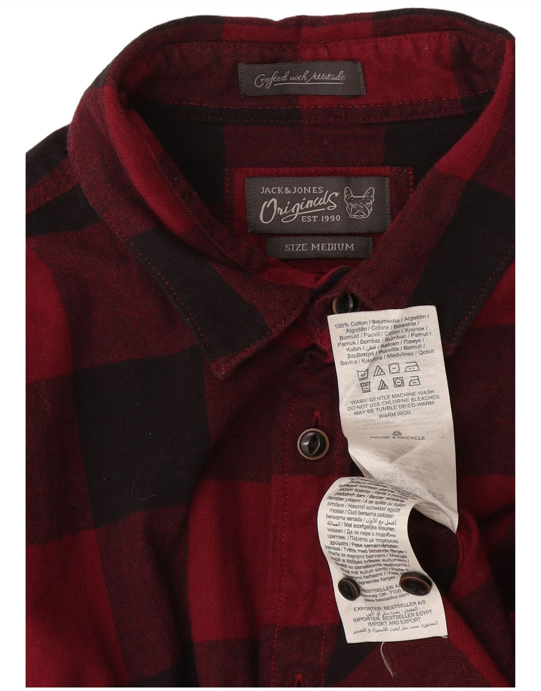 Jack & Jones herre flannelskjorte medium rød ternet bomuld