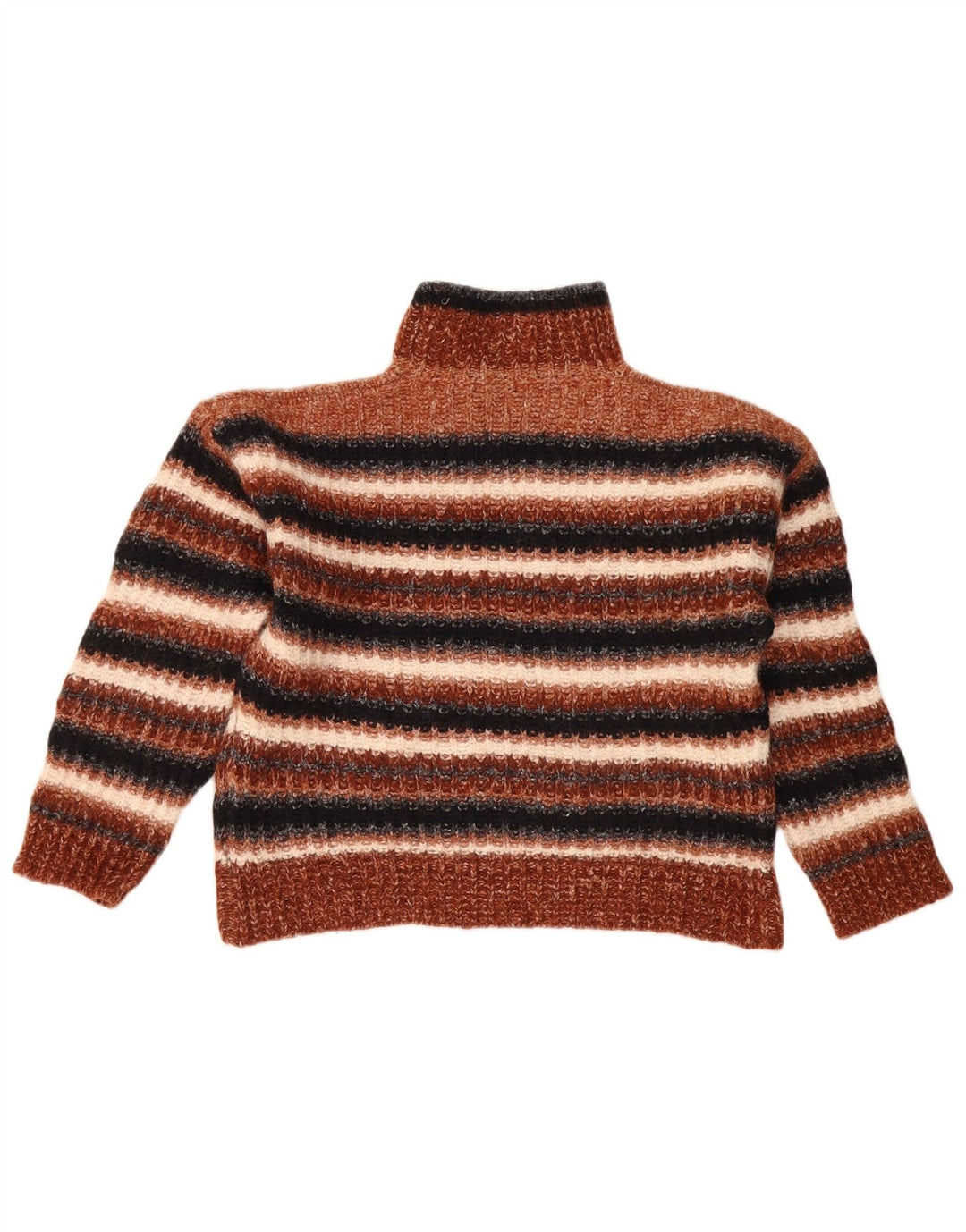 Massimo Dutti Dame Crop Turtle Neck Jumper Sweater UK 14 Medium Brown