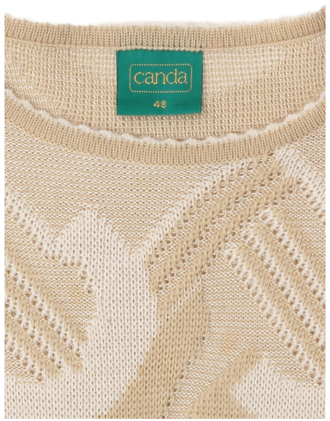 Canda Dame Boat Neck Jumper Sweater IT 48 XL Beige Geometrisk Akryl