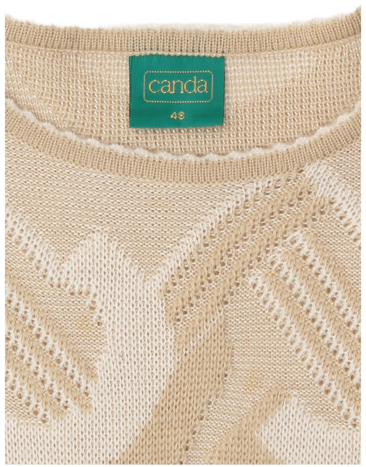 Canda Dame Boat Neck Jumper Sweater IT 48 XL Beige Geometrisk Akryl