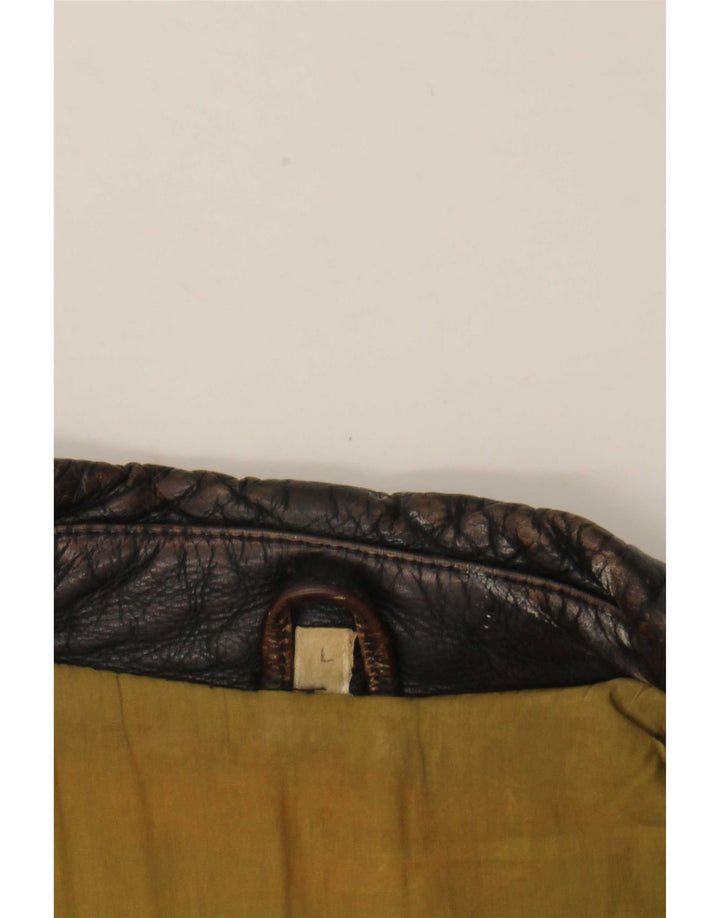 American Basics Herre Læder Biker Jacket UK 40 Stor Brun