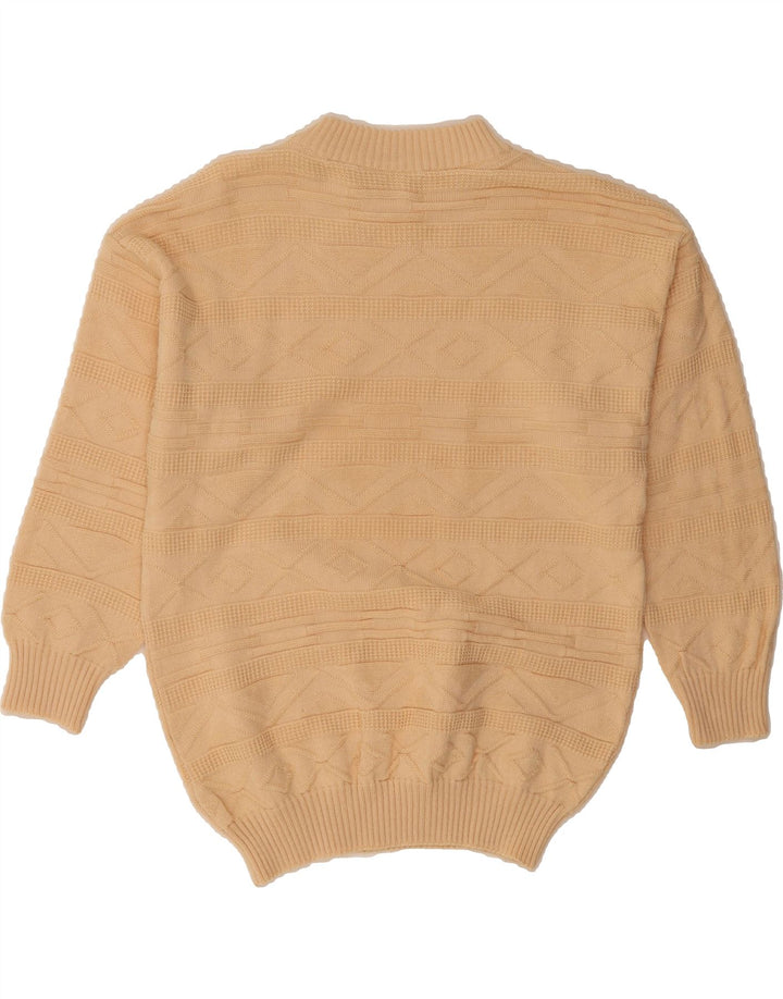 C&A Womens Crew Neck Jumper Sweater UK 10/12 Small Beige Geometric Vintage C&A and Second-Hand C&A from Messina Hembry 