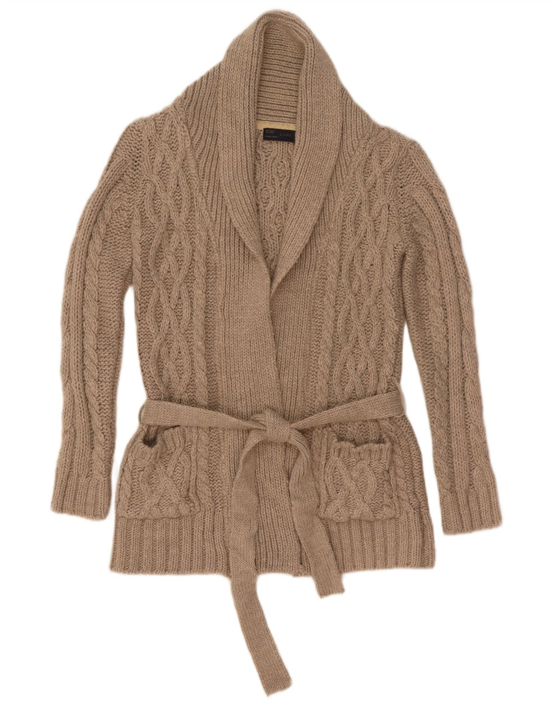 Zara Dame Cardigan Sweater UK 10 Small Grå Akryl