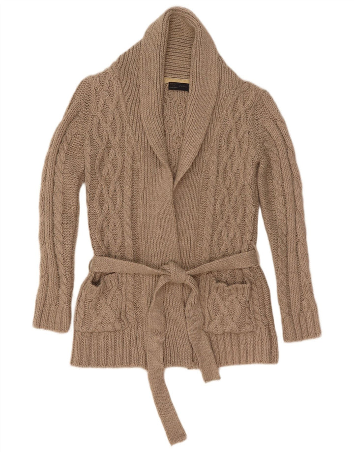Zara Dame Cardigan Sweater UK 10 Small Grå Akryl