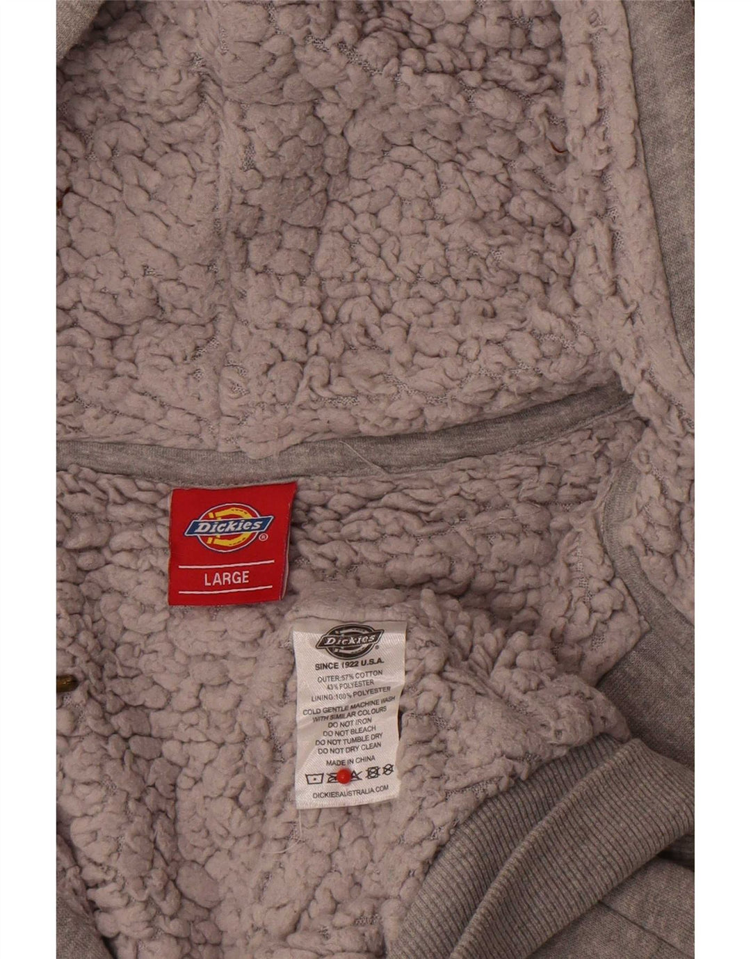 Dickies Herre Sherpa Hættetrøje Sweater med lynlås Stor Grå Bomuld