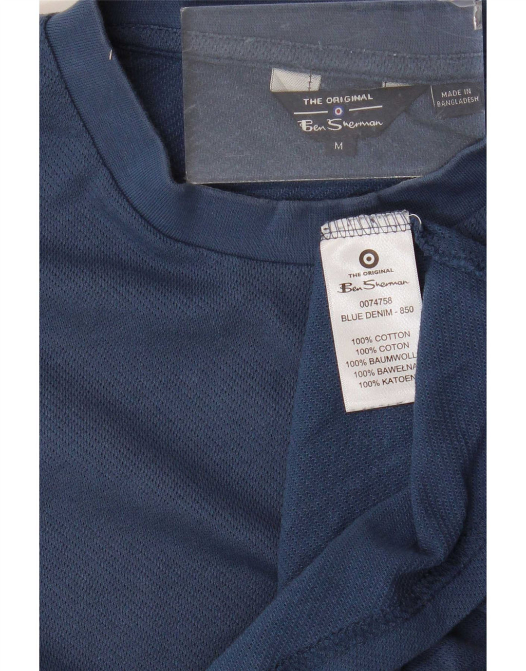 Ben Sherman Herre T-shirt Top Medium Marineblå Bomuld