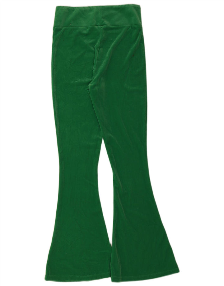 Adidas Dame Flare Velour Træningsdragt Bukser UK 12 Medium Green Polyester