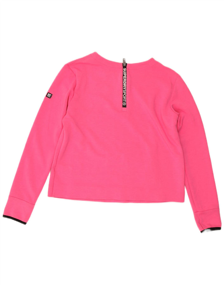 SUPERDRY Dame Sweatshirt Jumper UK 14 Large Pink Polyester
