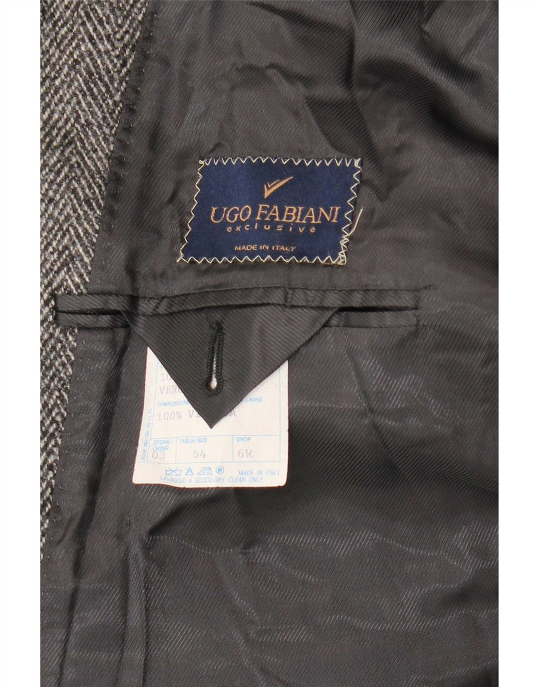 Vintage Herre Overfrakke IT 54 2XL Grå Sildebens Virgin Wool