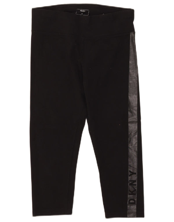 Dkny Womens Grafiske Capri Leggings UK 12 Medium Sort Colourblock Bomuld