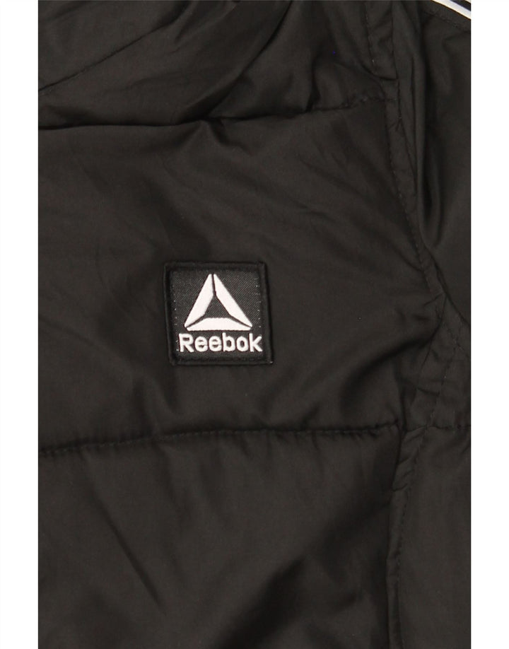 Reebok, grafisk polstret hættejakke til kvinder UK 10 Small Black