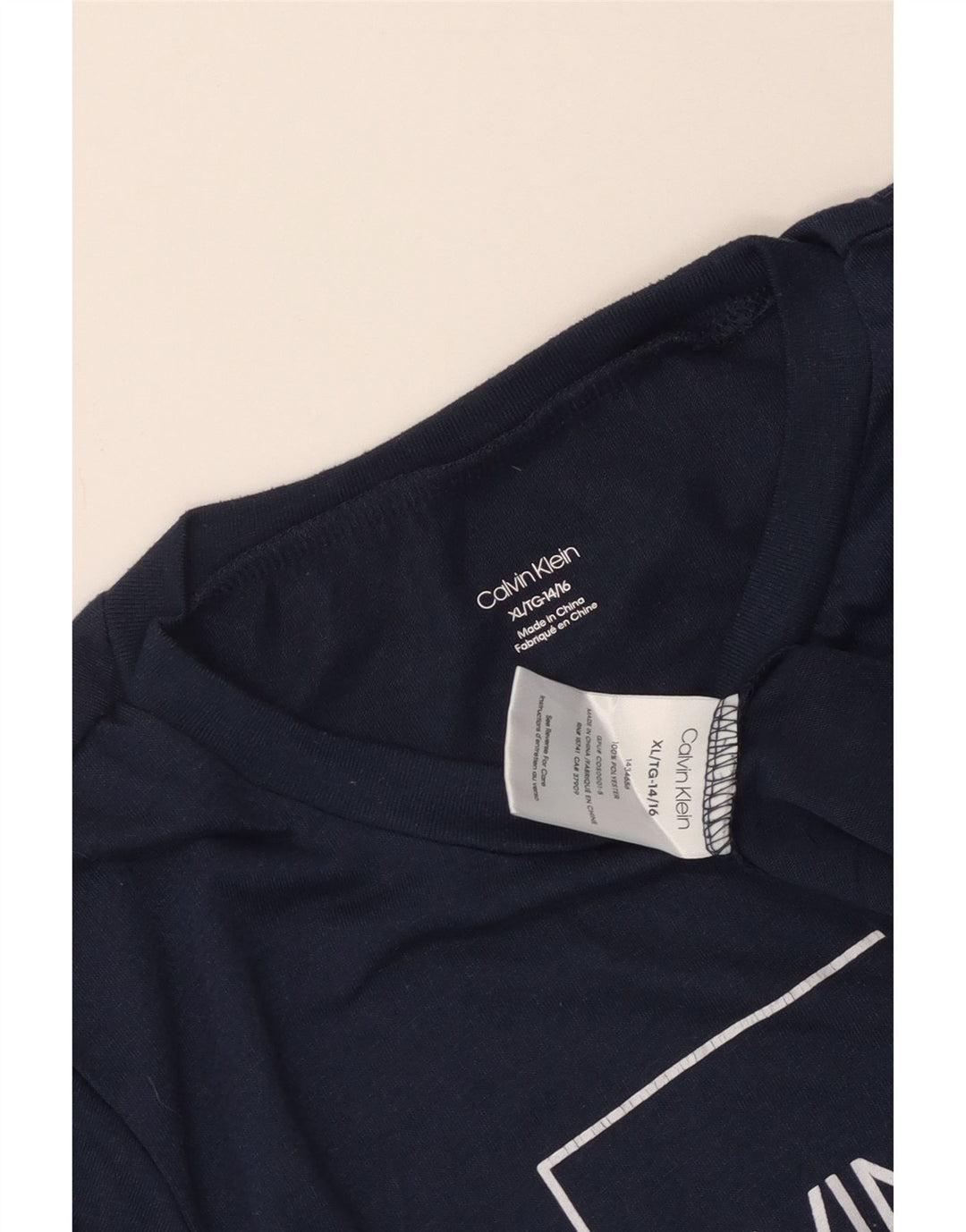 Calvin Klein Boys Grafisk T-Shirt Top 14-15 år XL Navy Blue Polyester