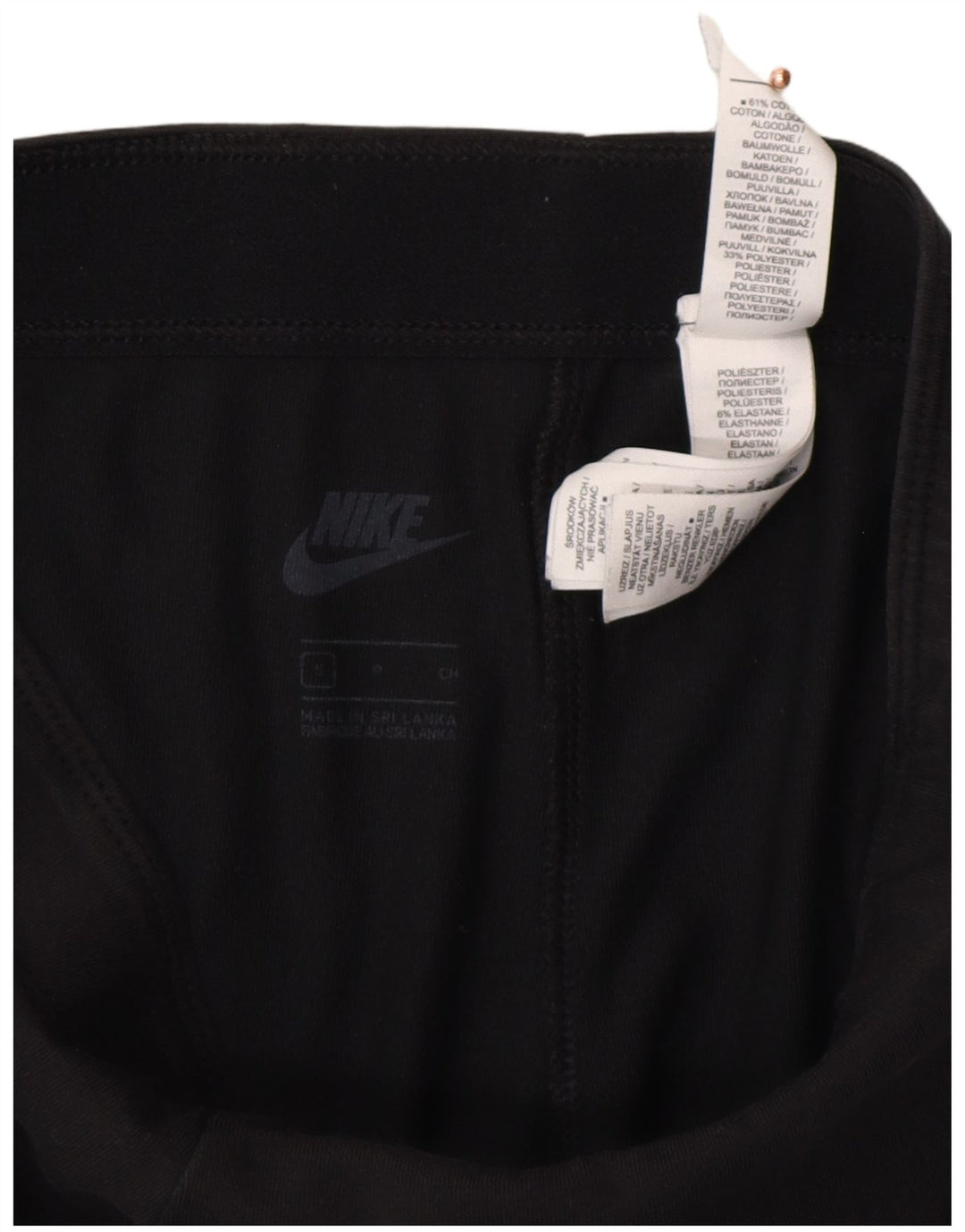 NIKE Womens Graphic Leggings UK 8 Small  Black Cotton
