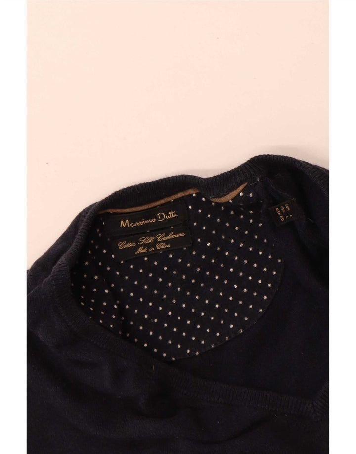 Massimo Dutti Herre V-hals sweater Stor marineblå bomuld