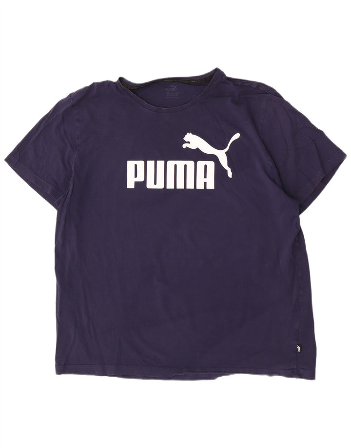 Puma Kortærmet Herre Regular Grafisk T-Shirt Top 2XL Navy Blue