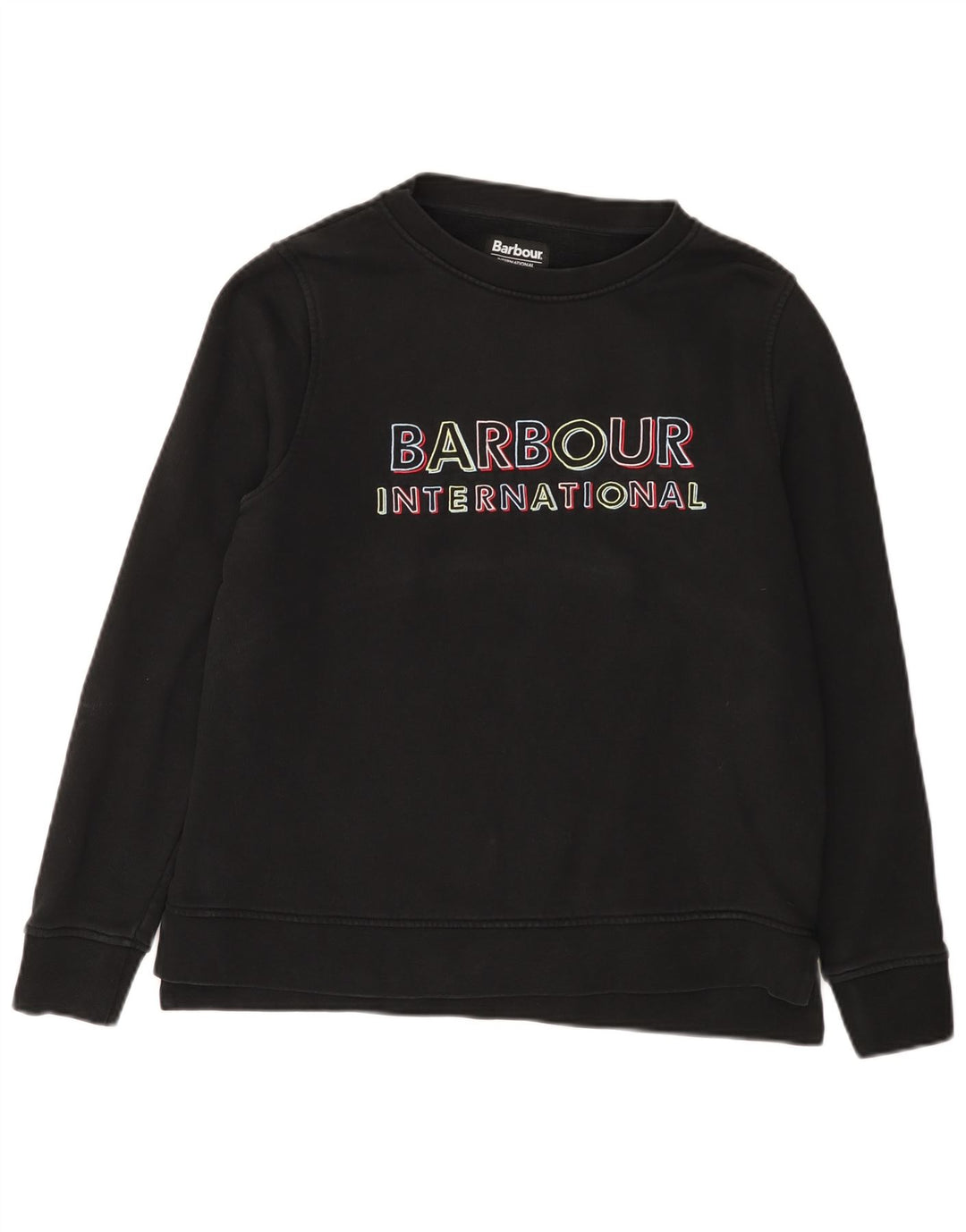 Barbour Dame Grafisk Sweatshirt Jumper UK 12 Medium Sort Bomuld