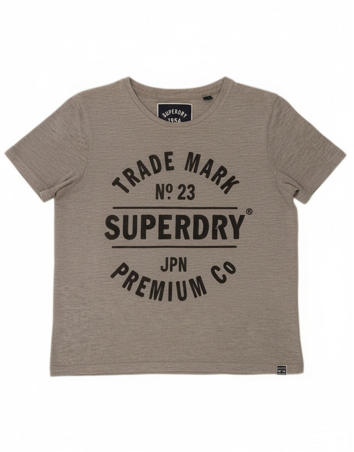 SUPERDRY Womens Heritage Graphic T-Shirt Top UK 10 Small Grey Polyester