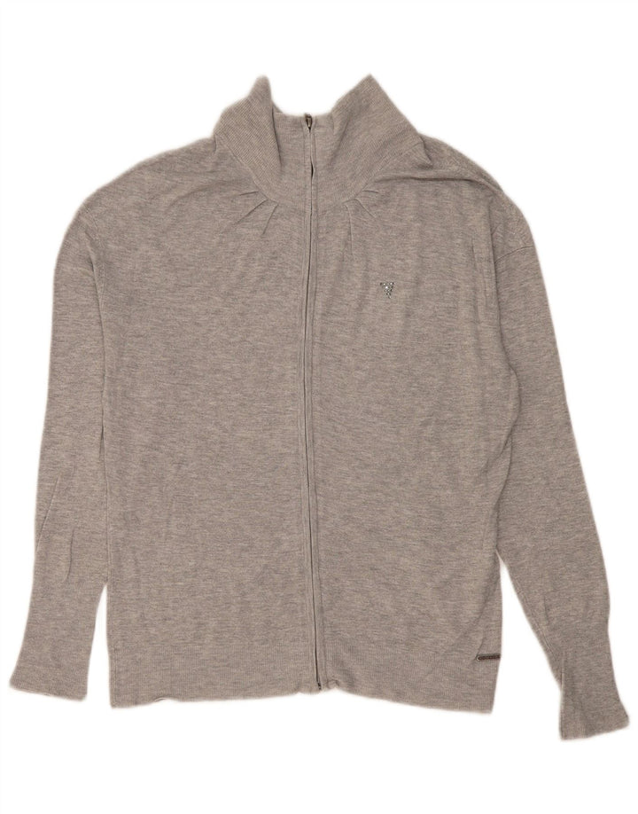 Guess Dame Cardigan Sweater UK 12 Medium Grey Viscose