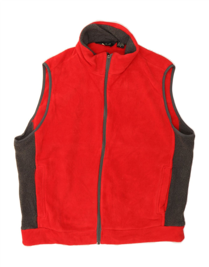 EDDIE BAUER Mens Fleece Gilet UK 38 Medium Red Colourblock Polyester Vintage Eddie Bauer and Second-Hand Eddie Bauer from Messina Hembry 