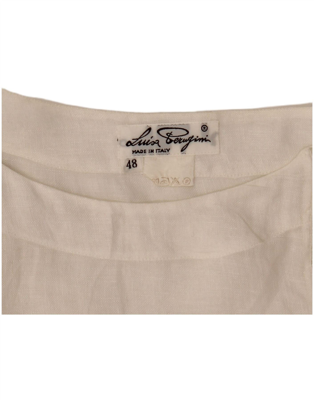 VINTAGE Kortærmet skjortebluse til kvinder IT 48 XL Hvid