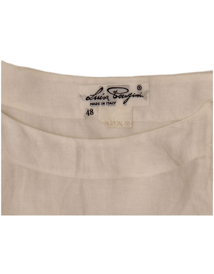 VINTAGE Kortærmet skjortebluse til kvinder IT 48 XL Hvid