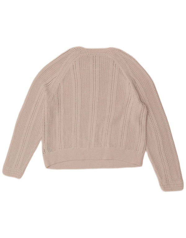Marks & Spencer Dame Crop Crew Neck Jumper Sweater UK 14 Medium Off White