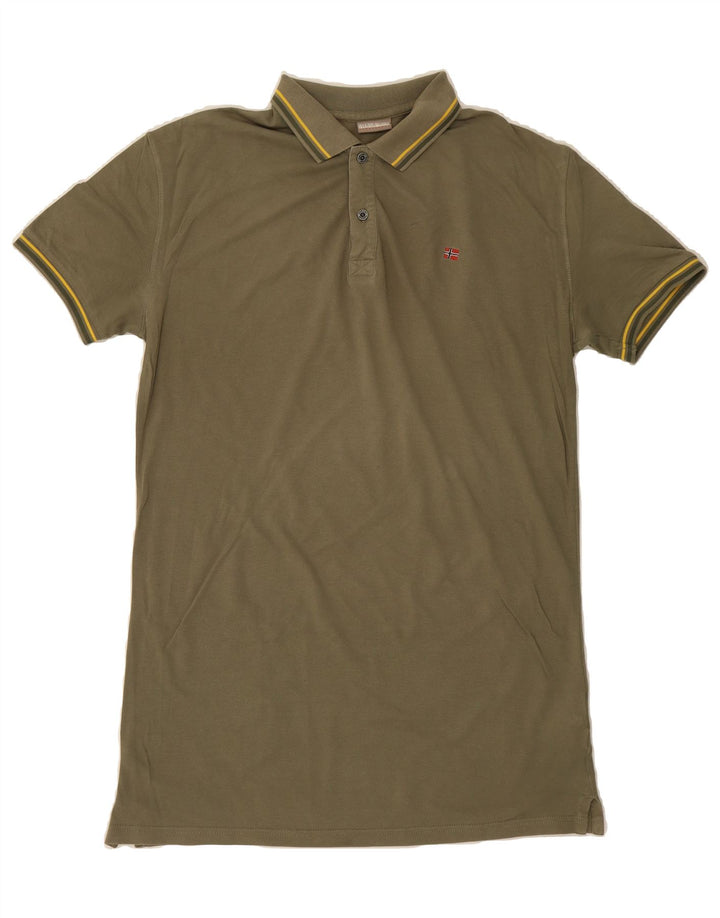 NAPAPIJRI Mens Polo Shirt Medium Khaki Cotton Vintage Napapijri and Second-Hand Napapijri from Messina Hembry 