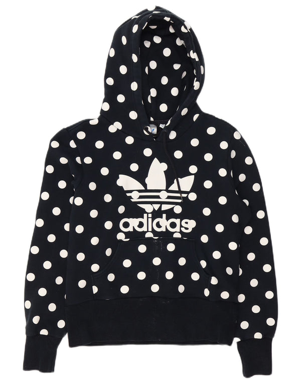 Adidas grafisk hættetrøje til kvinder IT 44 Mellem marineblå polkaprikket bomuld