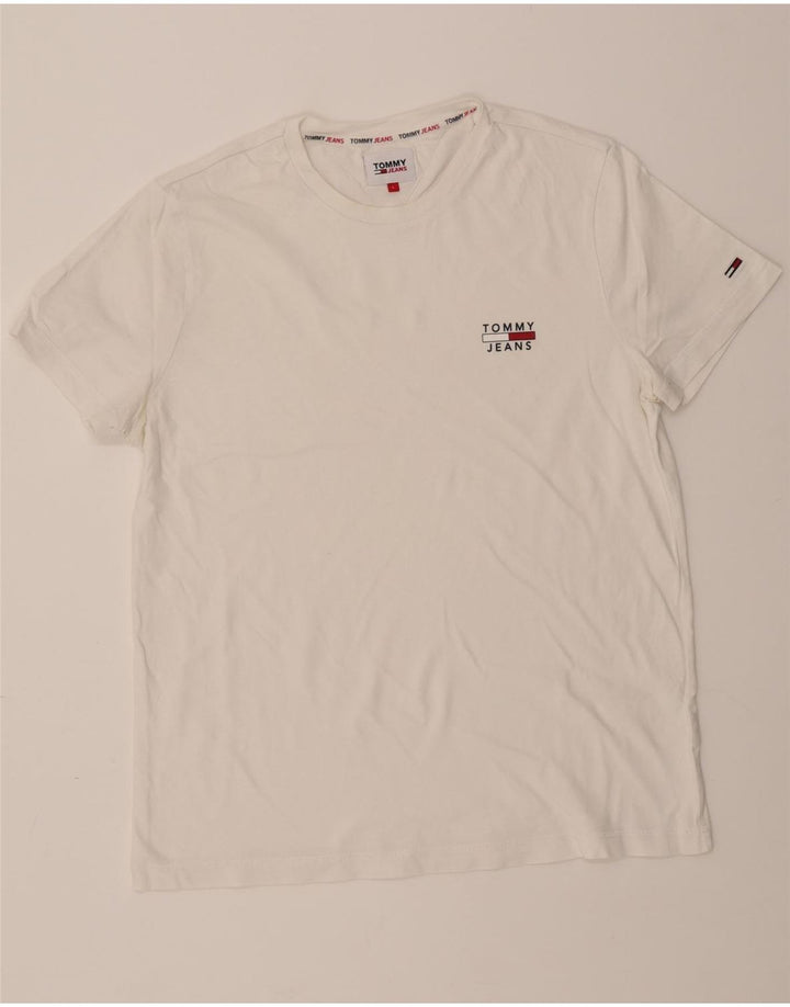 TOMMY HILFIGER Mens T-Shirt Top Large White Vintage Tommy Hilfiger and Second-Hand Tommy Hilfiger from Messina Hembry 
