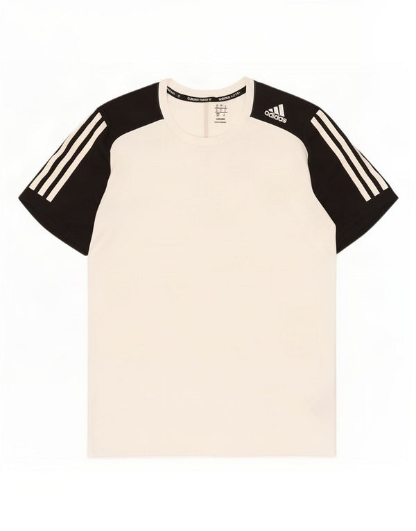 Adidas Herre Climalite T-Shirt Top Lille hvid Colourblock Polyester