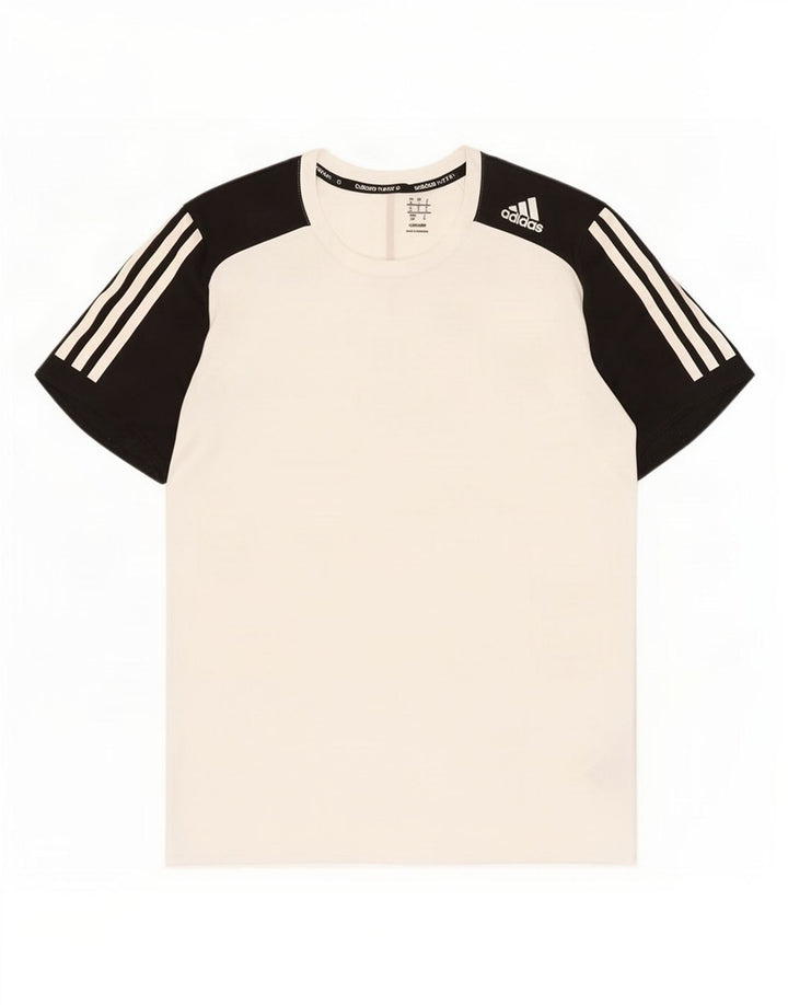 Adidas Herre Climalite T-Shirt Top Lille hvid Colourblock Polyester