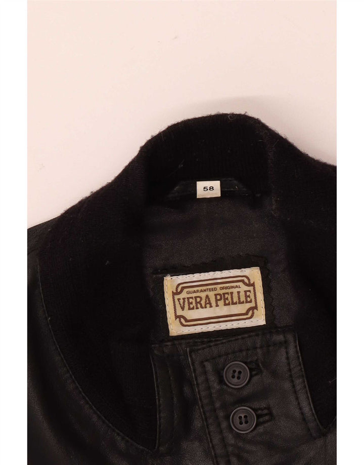 Vintage herre læderjakke IT 58 4XL Sort