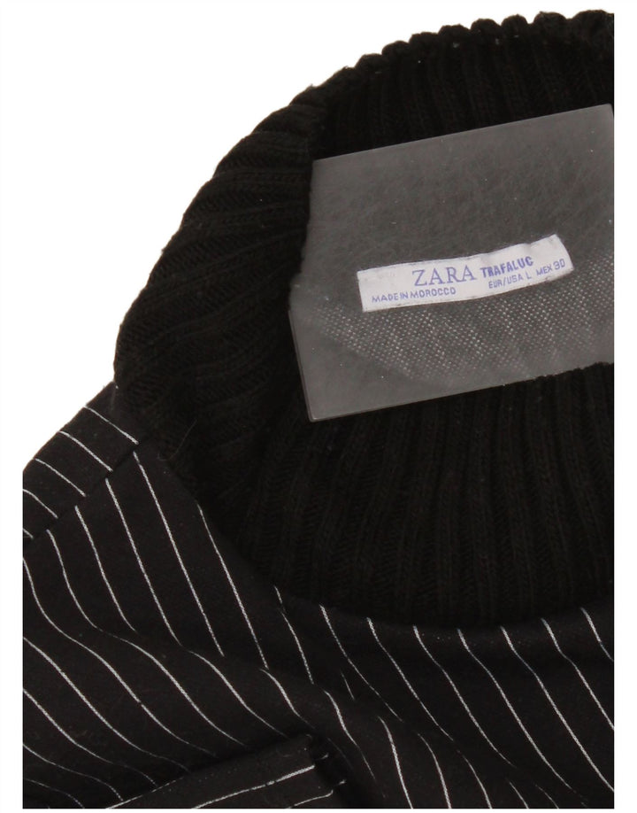 Zara Womens Shift Dress UK 16 Large Black Pinstripe