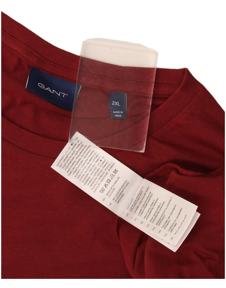 Gant Herre T-Shirt Top 2XL Bourgogne bomuld