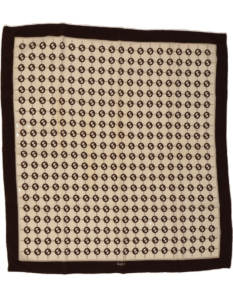 GUCCI Womens Square Scarf One Size L33 Beige Check Silk Vintage Gucci and Second-Hand Gucci from Messina Hembry 