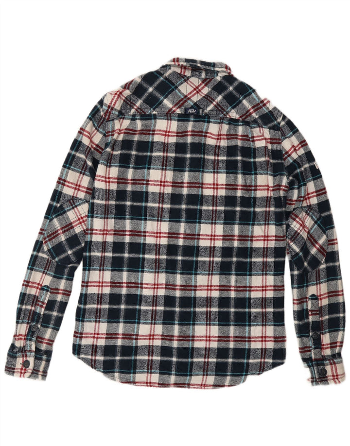 SUPERDRY Flanelskjorte til mænd, lille marineblå ternet bomuld