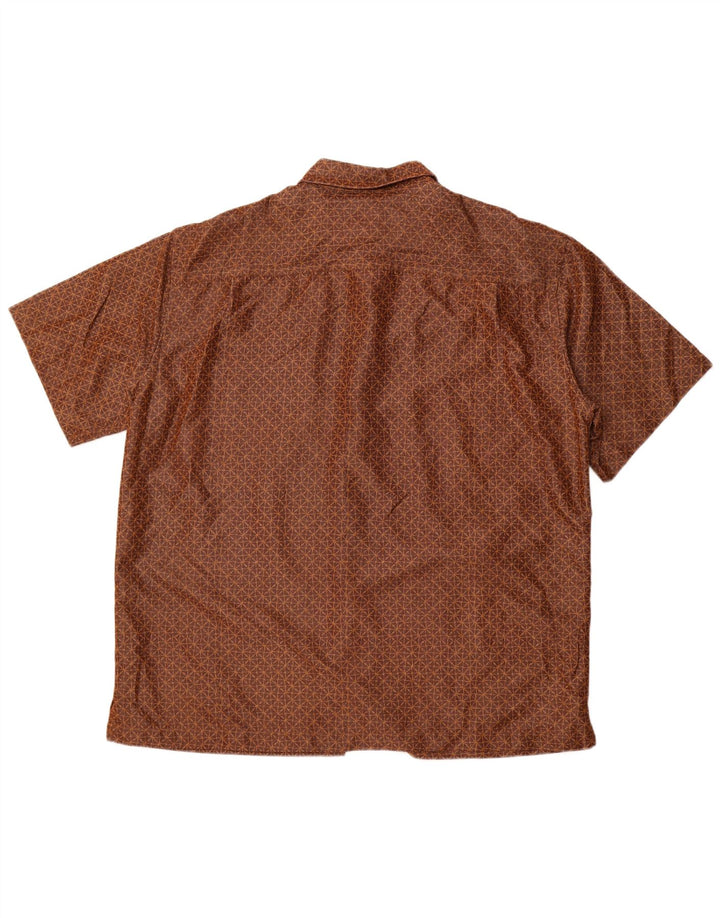 DOCKERS Kortærmet Herreskjorte XL Brun Geometrisk Rayon