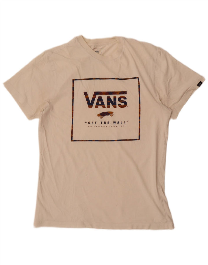 Vans Herre Custom Fit Grafisk T-shirt Top Medium Hvid Bomuld