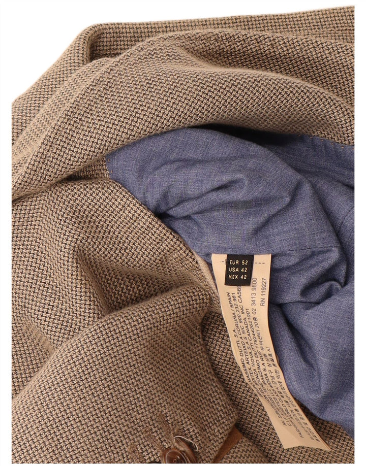 Massimo Dutti Herre Strik 2 Knaps Blazer Jakke EU 52 Stor Beige Bomuld