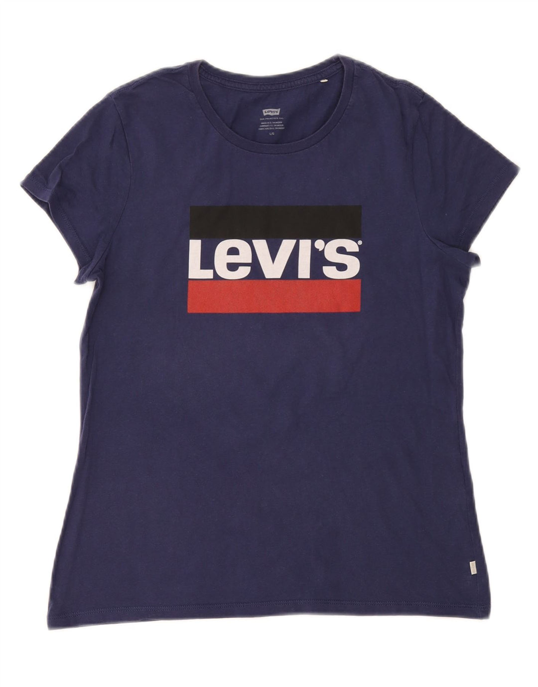 Levi's Grafisk T-shirt top til kvinder UK 14 Stor marineblå bomuld