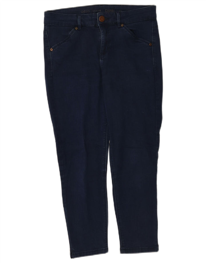 Oasis Dame Capri Jeans UK 12 Medium W28 L22 Marineblå Bomuld